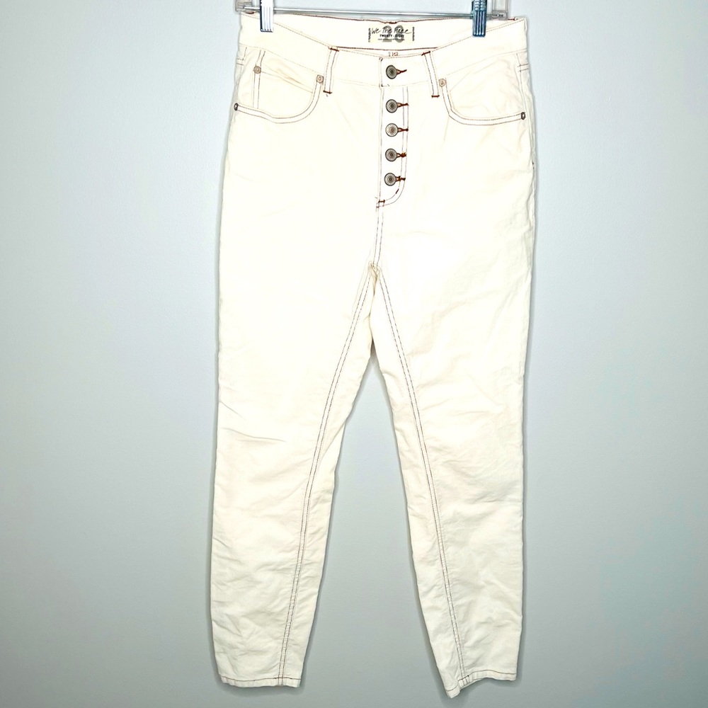 WE THE FREE OFF WHITE COTTON BUTTON FLY CORDUROY ANKLE PANTS 28